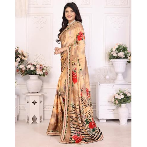 Yashika Women's Tussar Silk With Lace Printed Sari Saree with Blouse|saree for Women | Saree | New Sari | Latest Saree (AZ-YS-P1-ANUJA ORANGE LACE)