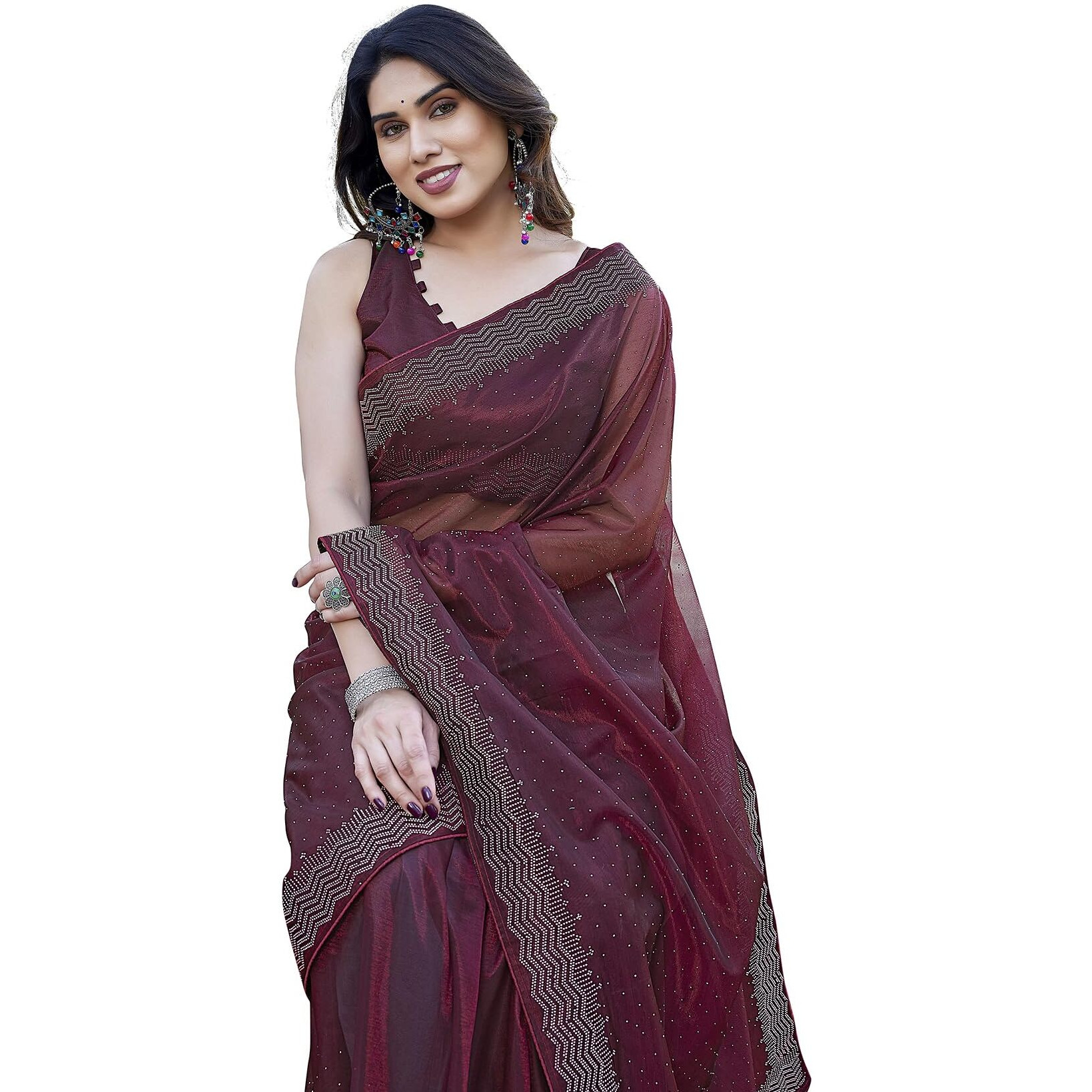 Yashika Women's New Bollywood Soft Tissue Silk Saree With Blouse Material |saree for Women | New Sari | Latest Saree (AZ-YS-P3-ANUPA MAROON)