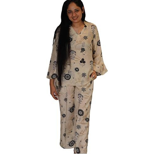 ANNI DESIGNER Women's Cotton Blend Printed Ethnic Co-ord Set (Hamrita Cream_XL_Cream_X-Large)