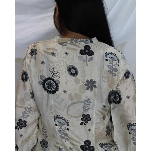 ANNI DESIGNER Women's Cotton Blend Printed Ethnic Co-ord Set (Hamrita Cream_XL_Cream_X-Large)