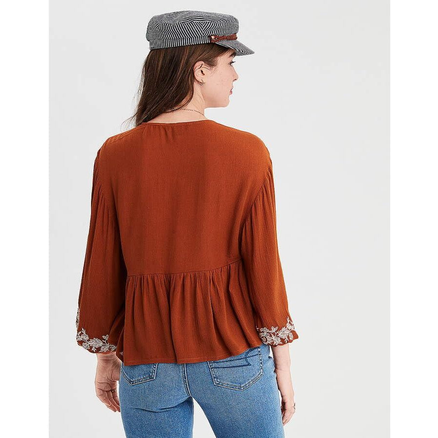 ANNI DESIGNER Women's Tunics Tops Rayon Viscose Embroidered Short Top for Women (Sujan Brown_XXL_Brown_XX-Large)