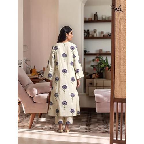 ANNI DESIGNER Women's Rayon Viscose Printed Straight Kurta with Pant (Janya BEGANI-VKS01_S_Begani_Small)
