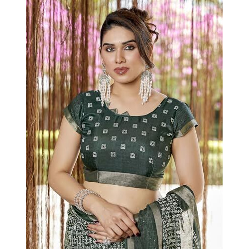 Yashika Women's Silk Blend Printed Saree Set with Blouse |saree for Women | Silk Saree | New Sari | Latest Saree (AZ-YS-P1-SUPRNA GREEN)