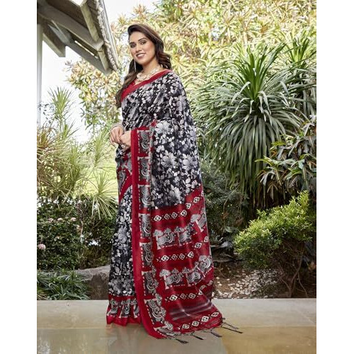 Yashika Women's Banarasi Kanjivaram Art Silk Saree Set with Blouse |saree for Women | Silk Saree | New Sari | Latest Saree (AZ-YS-P1-SHAZIA GREY JHALAR)