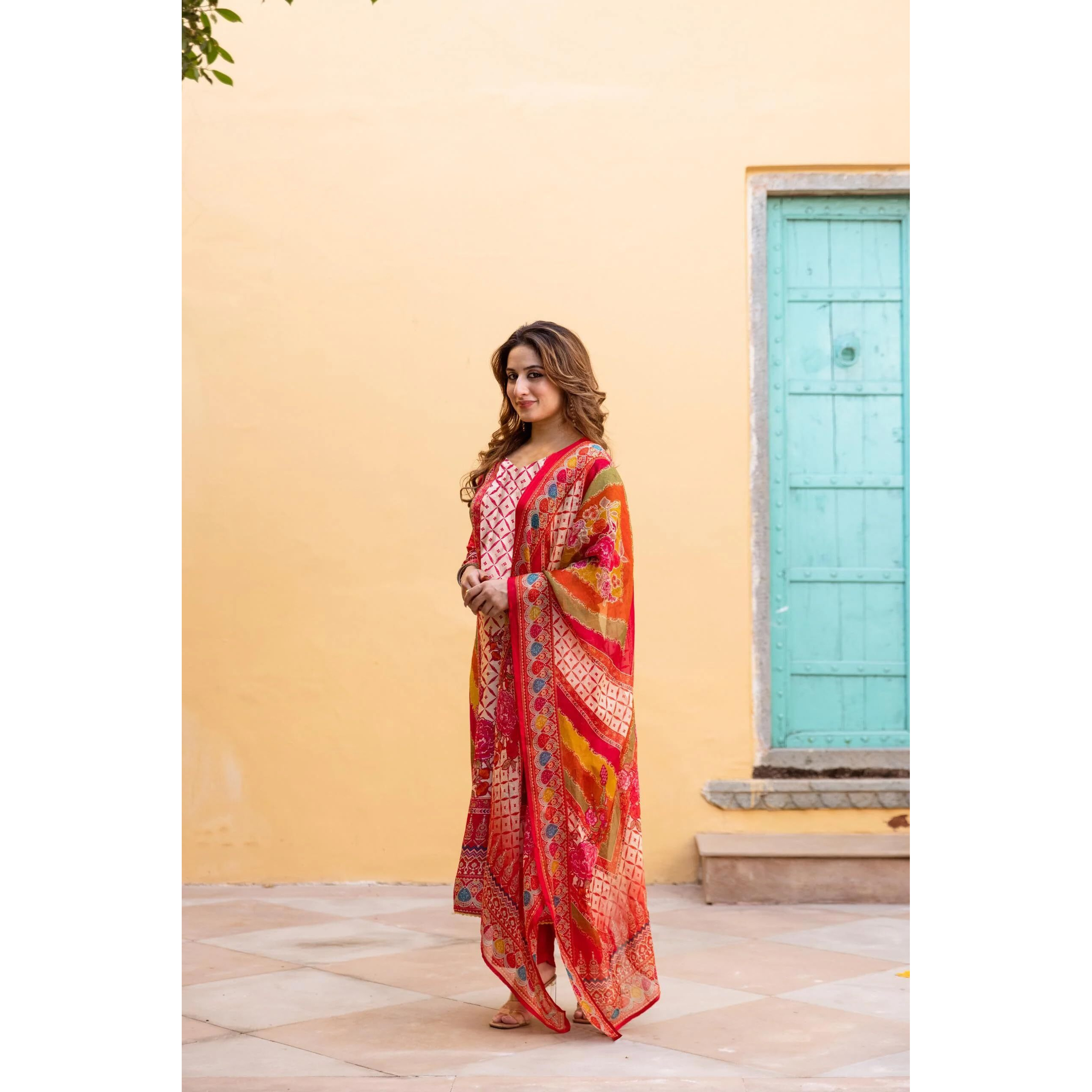 ANNI DESIGNER Women's Rayon Viscose Straight Printed Kurta with Pant & Dupatta (GALOPS Multi_XL_Multicolor_X-Large)