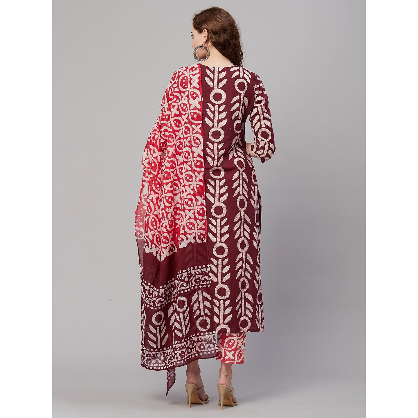 ANNI DESIGNER Women's Cotton Blend Printed Straight Kurta with Pant & Dupatta (Nalika Magenta_M_Magenta_Medium)