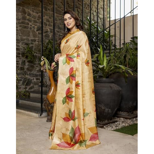 Yashika Women's Printed Linen sarees for women| Linen cotton Sadi|saree for Women | Silk Saree | New Sari | Latest Saree (AZ-YS-P1-RIPIKA YELLOW)