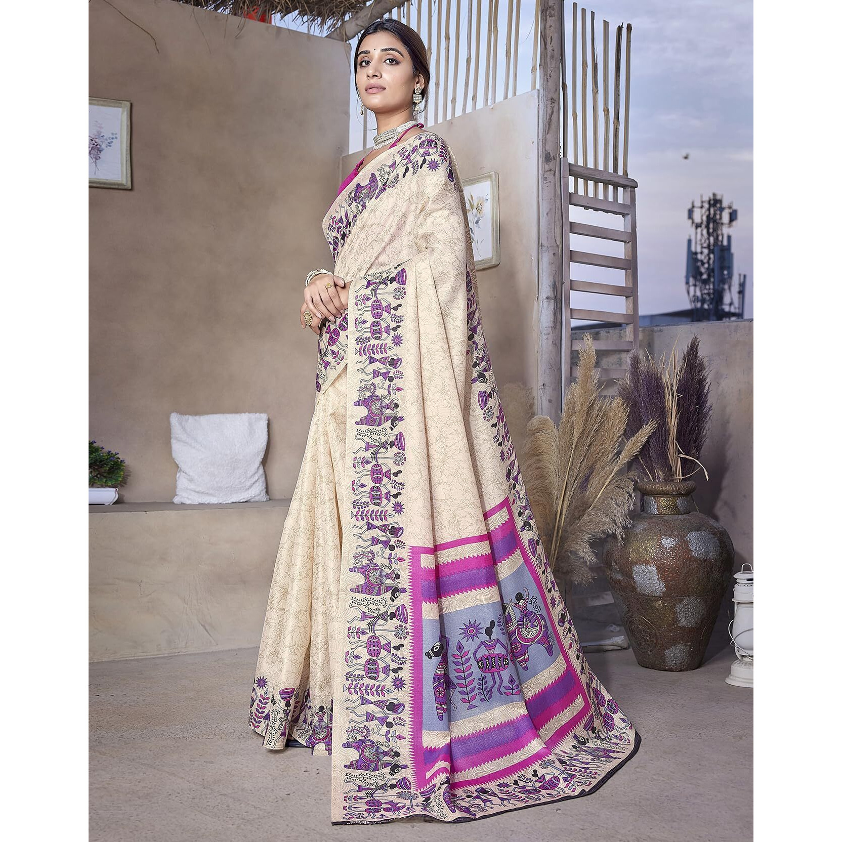 Yashika Plain Art Silk Saree for Women's (AZ-YS-P1-VIVO Pink