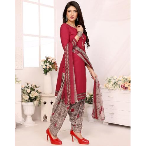 Yashika Women's Crepe Dress Material Set for Women | Unstitched Printed Fabric for Kurta Bottom & Dupatta (YS-BLACK FLOWER-1196)