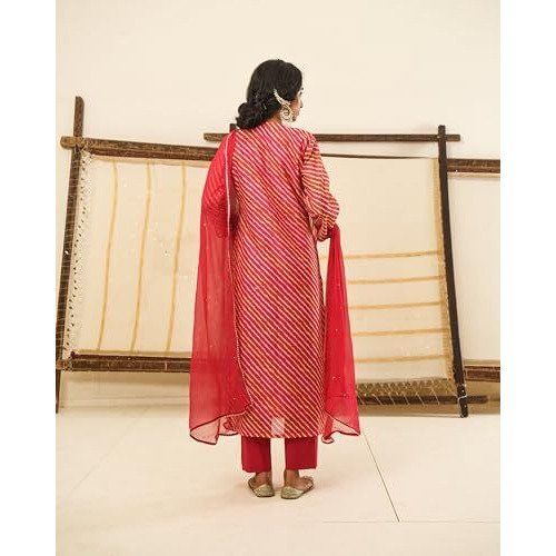 ANNI DESIGNER Women's Rayon Blend Straight Embroidered Kurta with Pant & Dupatta (NINI-Multi_XL_Multicolor_X-Large)