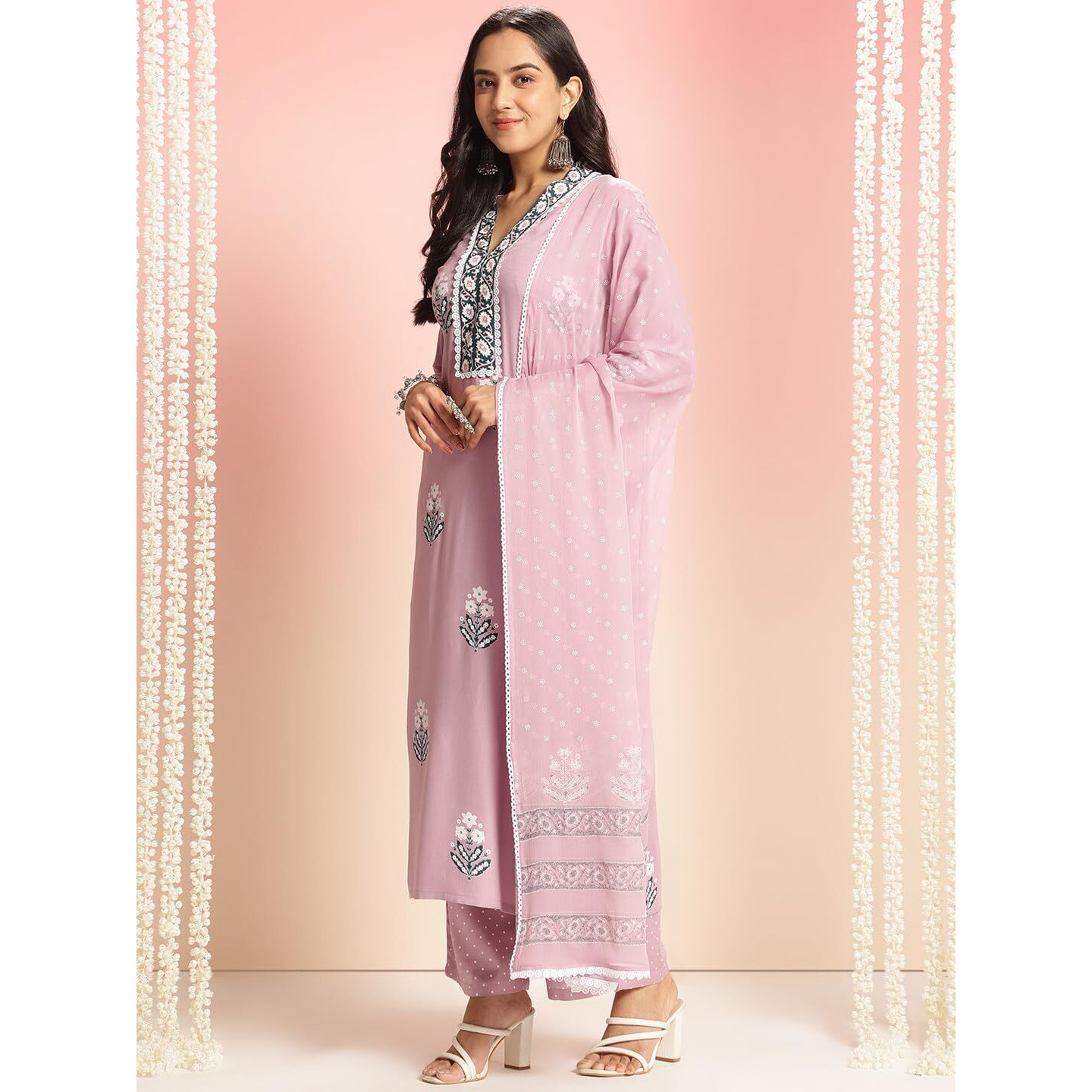 ANNI DESIGNER Women's Rayon Viscose Printed Straight Kurta with Pant & Dupatta (Belagavi Purple-VKS05_XL_Purple_X-Large)