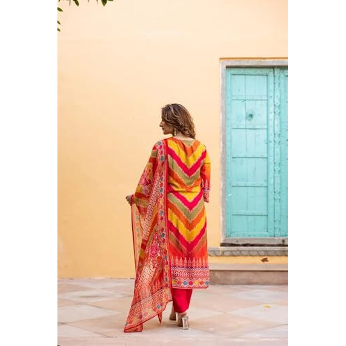 ANNI DESIGNER Women's Rayon Viscose Straight Printed Kurta with Pant & Dupatta (GALOPS Multi_M_Multicolor_Medium)
