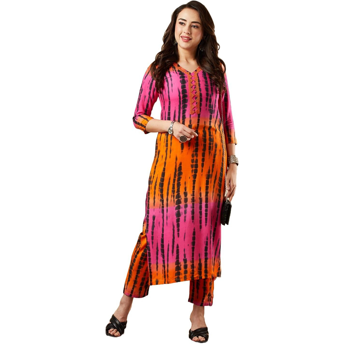 ANNI DESIGNER Women's Cotton Blend Straight Printed Kurta with Pant Set (TEERTH Multi-NW_M_Multi_Medium) Multicolour