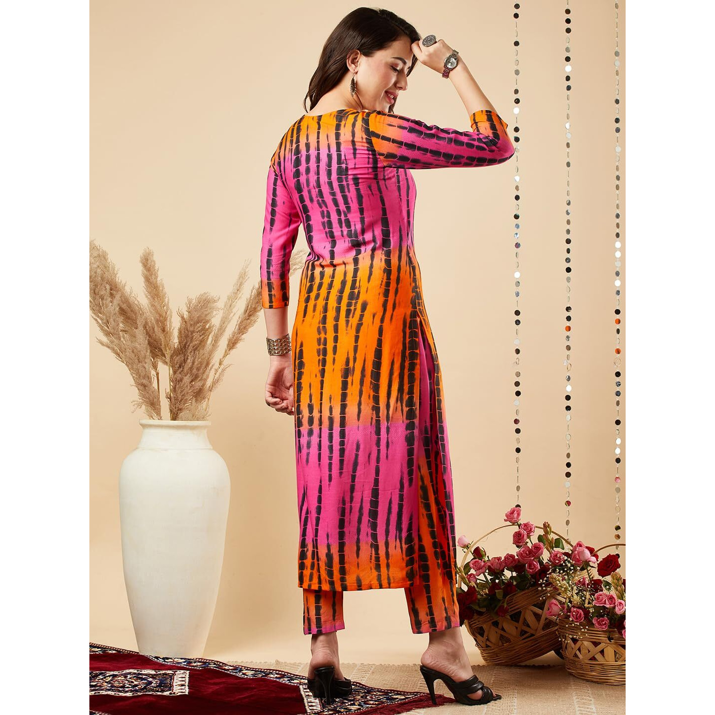 ANNI DESIGNER Women's Cotton Blend Straight Printed Kurta with Pant Set (TEERTH Multi-NW_M_Multi_Medium) Multicolour