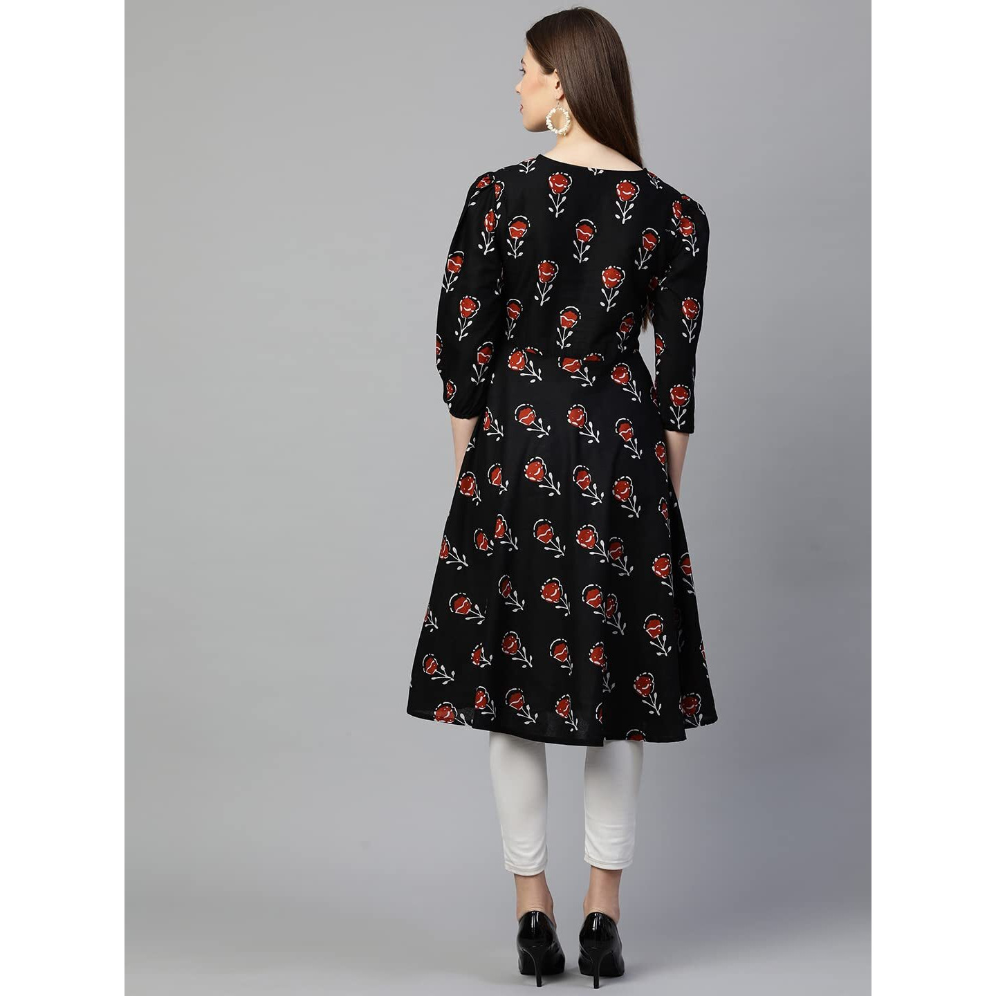 ANNI DESIGNER Women's Cotton Straight Kurta (KT-COT-10134-BLACK_XXL_Black_XX-Large)