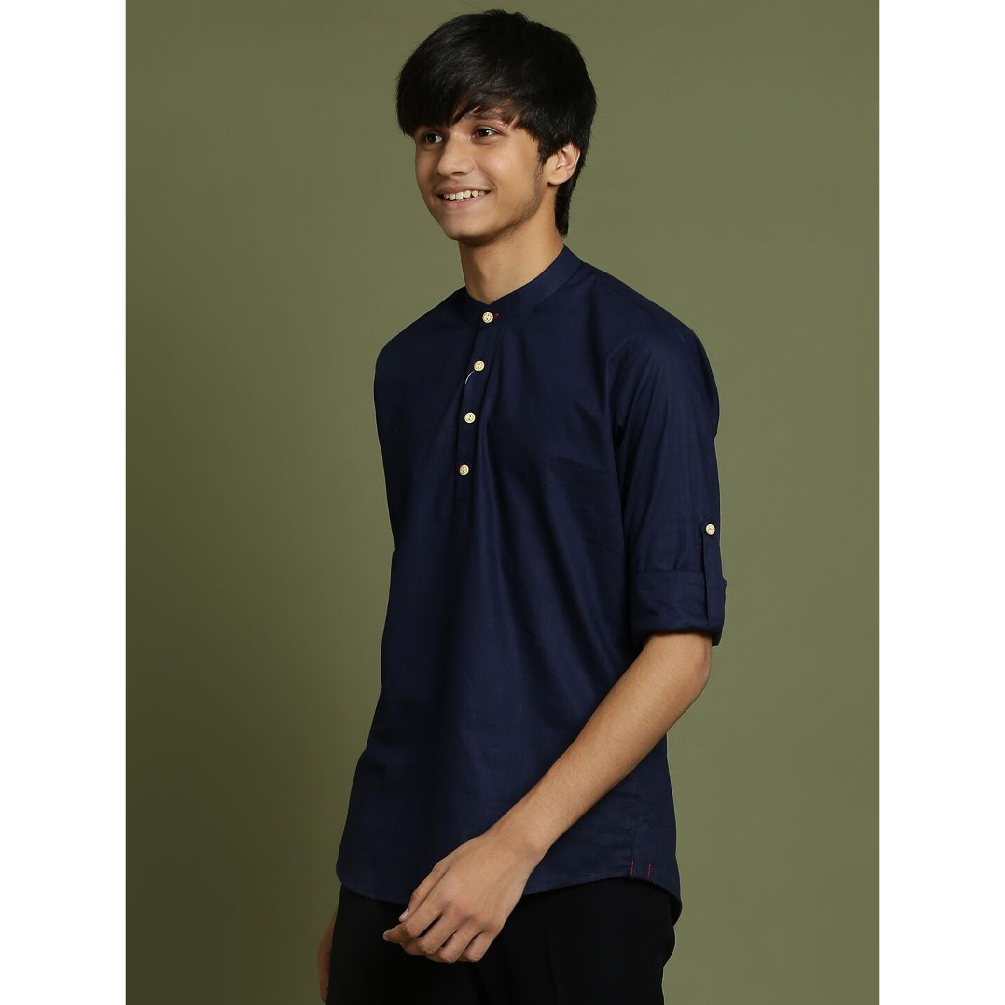 VASTRAMAY YUVA Boys' Navy Blue Short Kurta_VYUVBXK015NB_36L