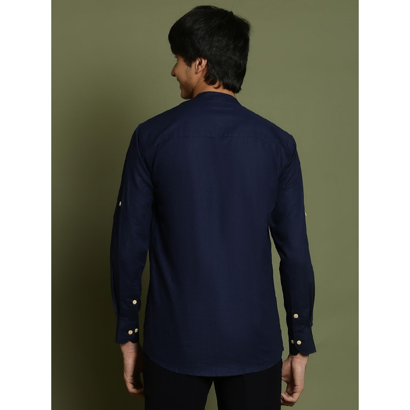 VASTRAMAY YUVA Boys' Navy Blue Short Kurta_VYUVBXK015NB_36L