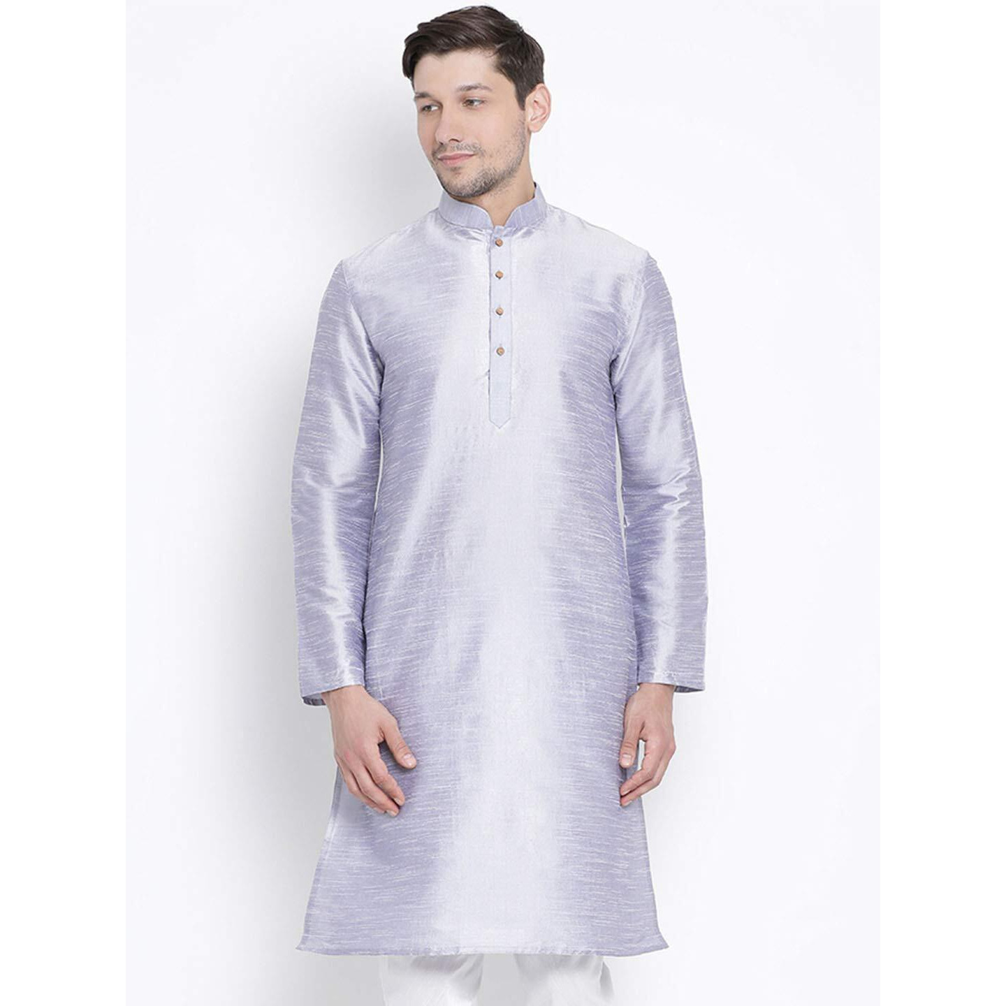 VASTRAMAY Men's Cotton Silk Blend Kurta-New Light Blue