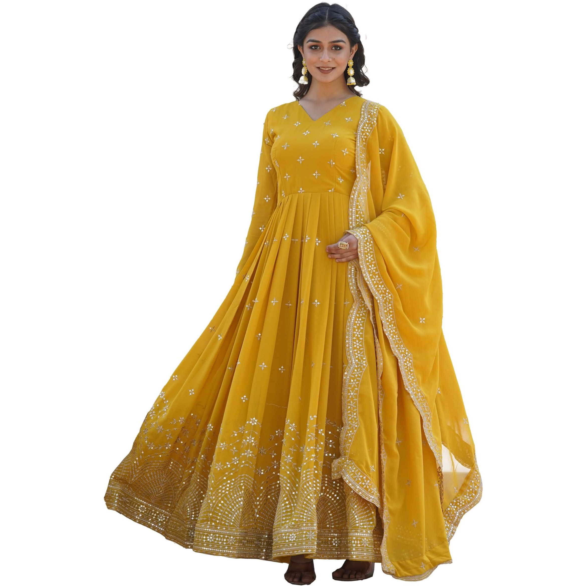 Wedani Georgette Anarkali Kurta Set with Dupatta For women