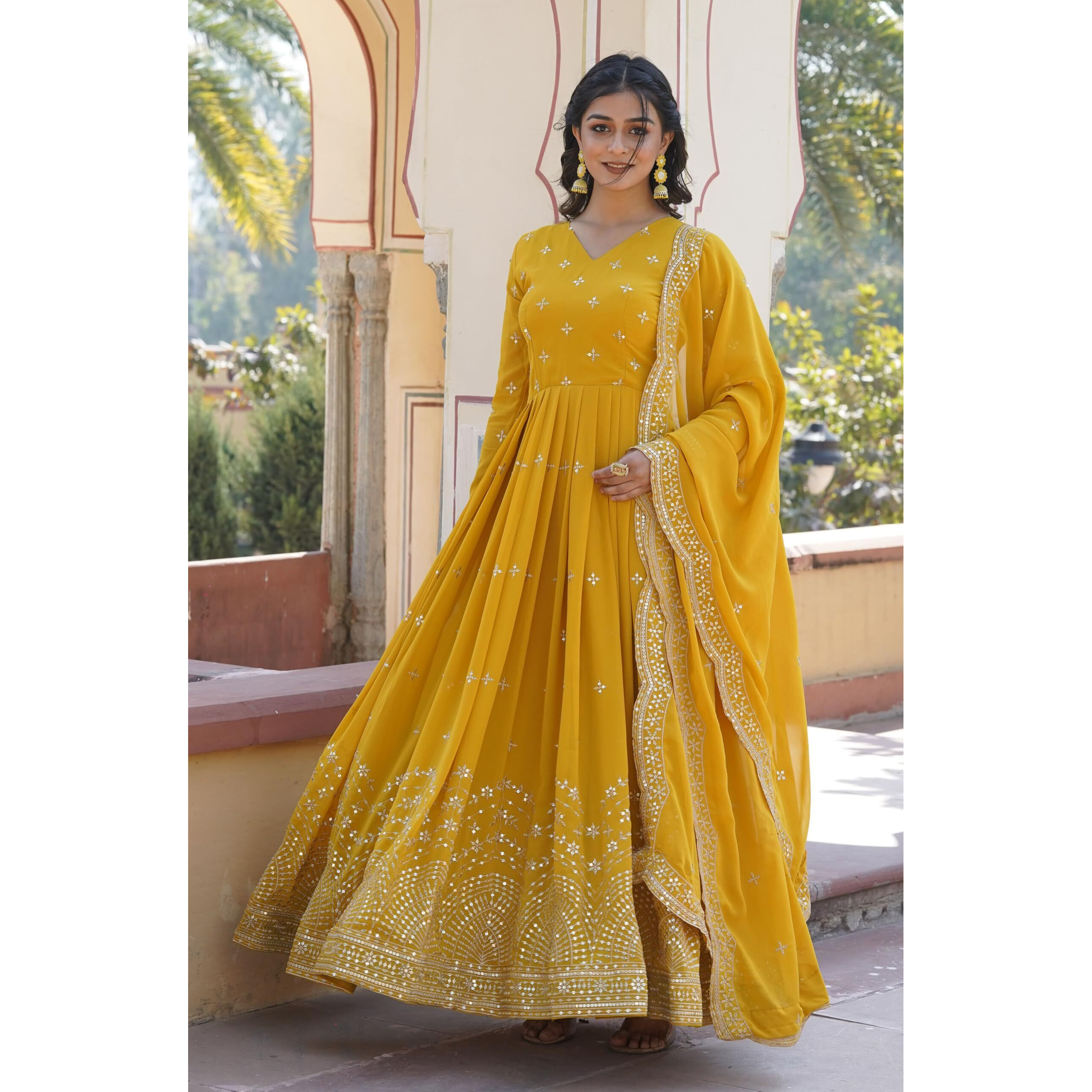 Wedani Georgette Anarkali Kurta Set with Dupatta For women