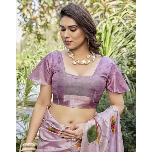 Yashika Women's Printed Linen sarees for women| Linen cotton Sadi|saree for Women | Silk Saree | New Sari | Latest Saree (AZ-YS-P1-RIPIKA PURPLE)