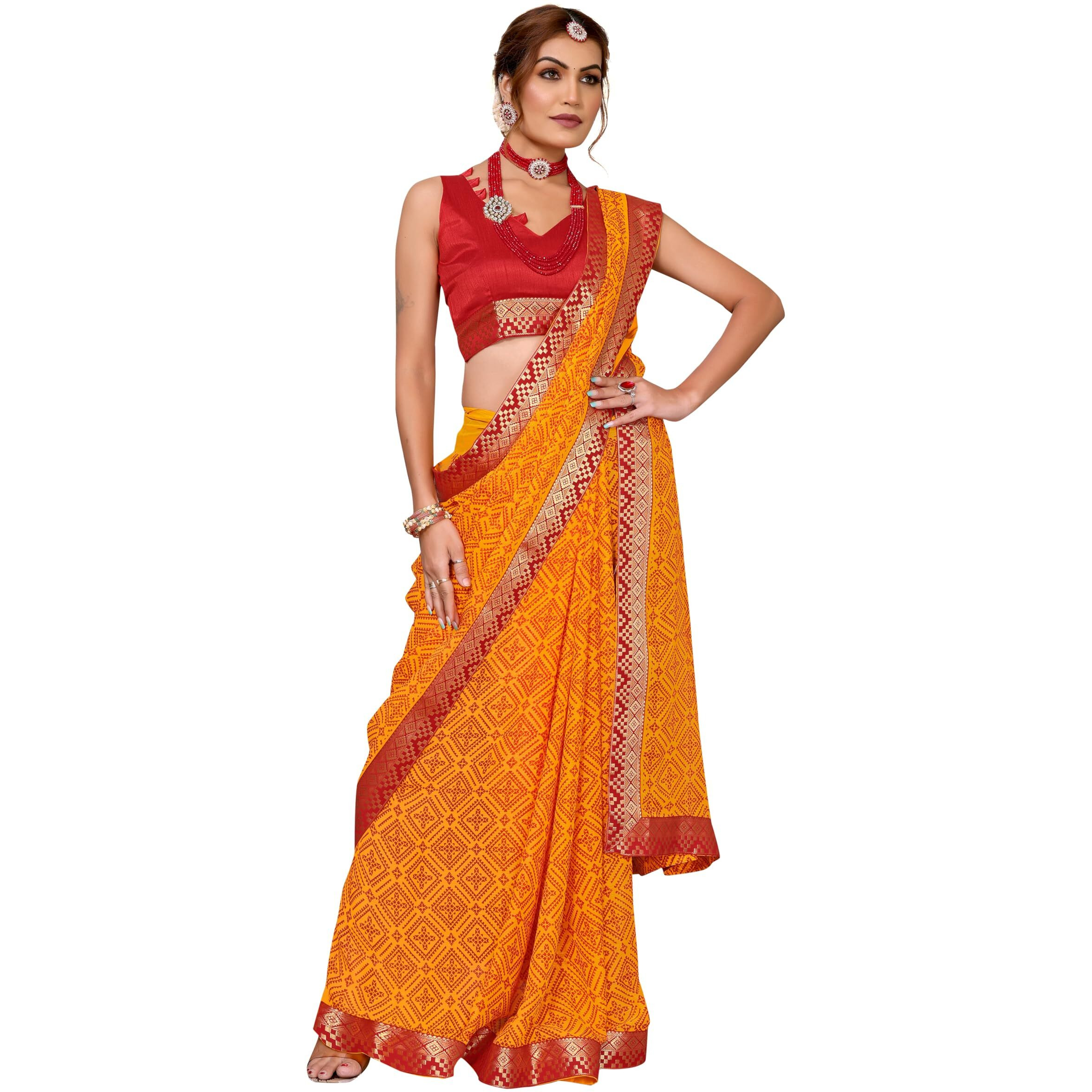 Yashika Women's Woven Latest Georgette Saree with Lace and Blouse Material (AZ-YS-P2-PADMINI-VANSHI-Parent-NEW_Yellow 02)