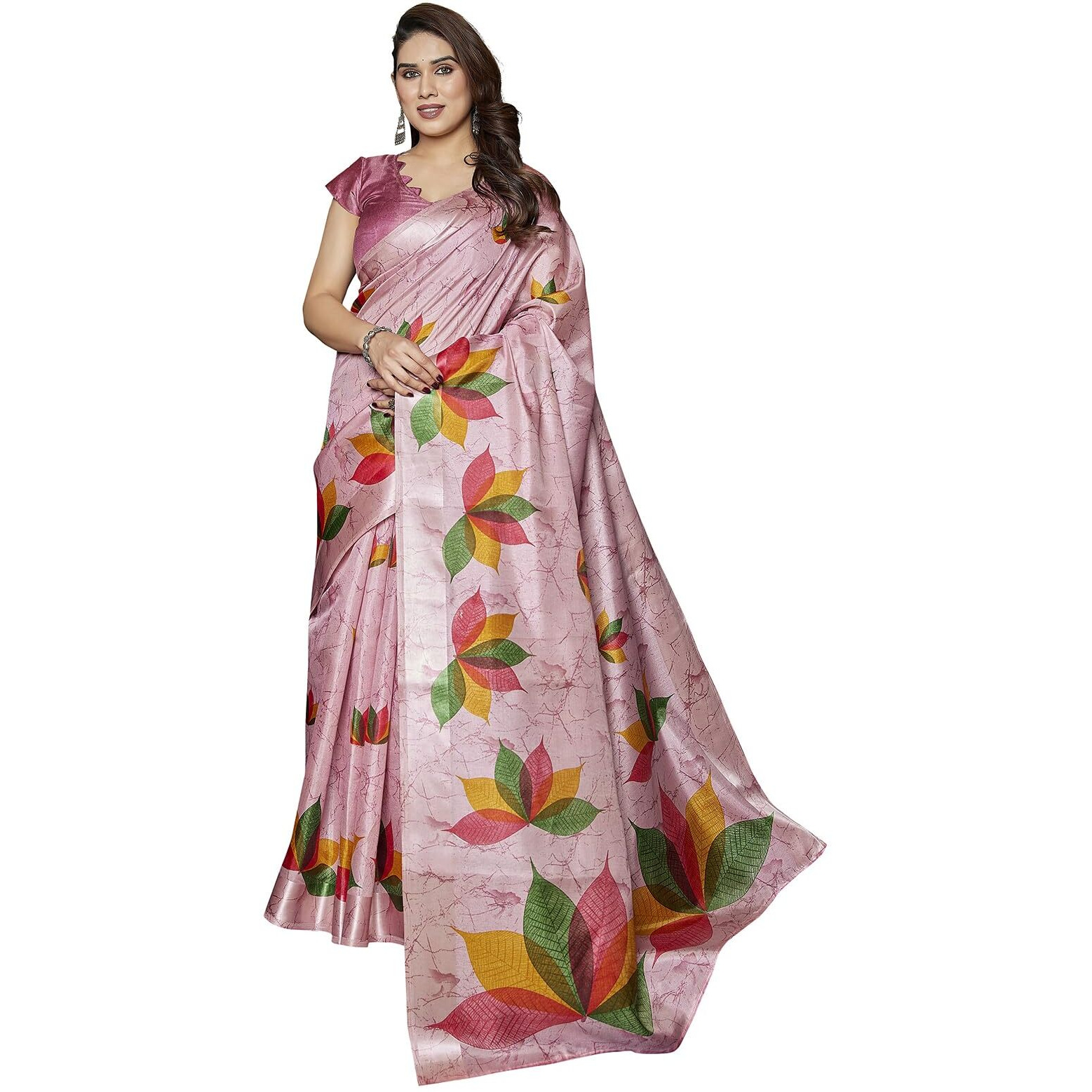 Yashika Women's Printed Linen sarees for women| Linen cotton Sadi|saree for Women | Silk Saree | New Sari | Latest Saree (AZ-YS-P1-RIPIKA PINK)