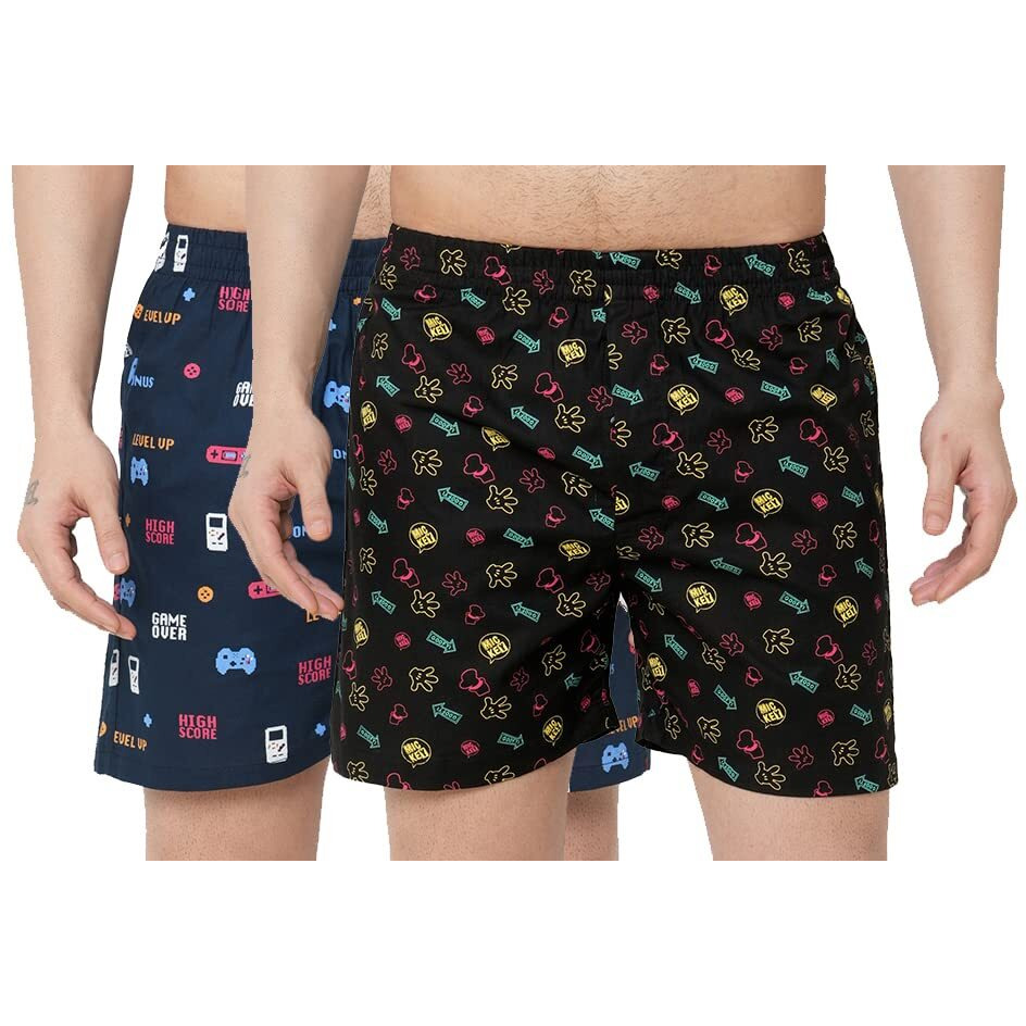 ANNI DESIGNER Men's Cotton Blend Modern Relaxed Floral Boxer Shorts (Pack of 2) (ANL-BXR-PACK-2-AN-018_Multicolor
