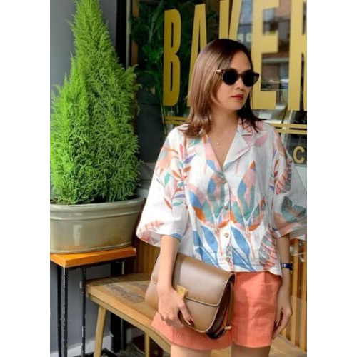 ANNI DESIGNER Women's Tunics Tops Rayon Viscose Printed Short Shirt Top for Women (Digod White_S_White_Small)