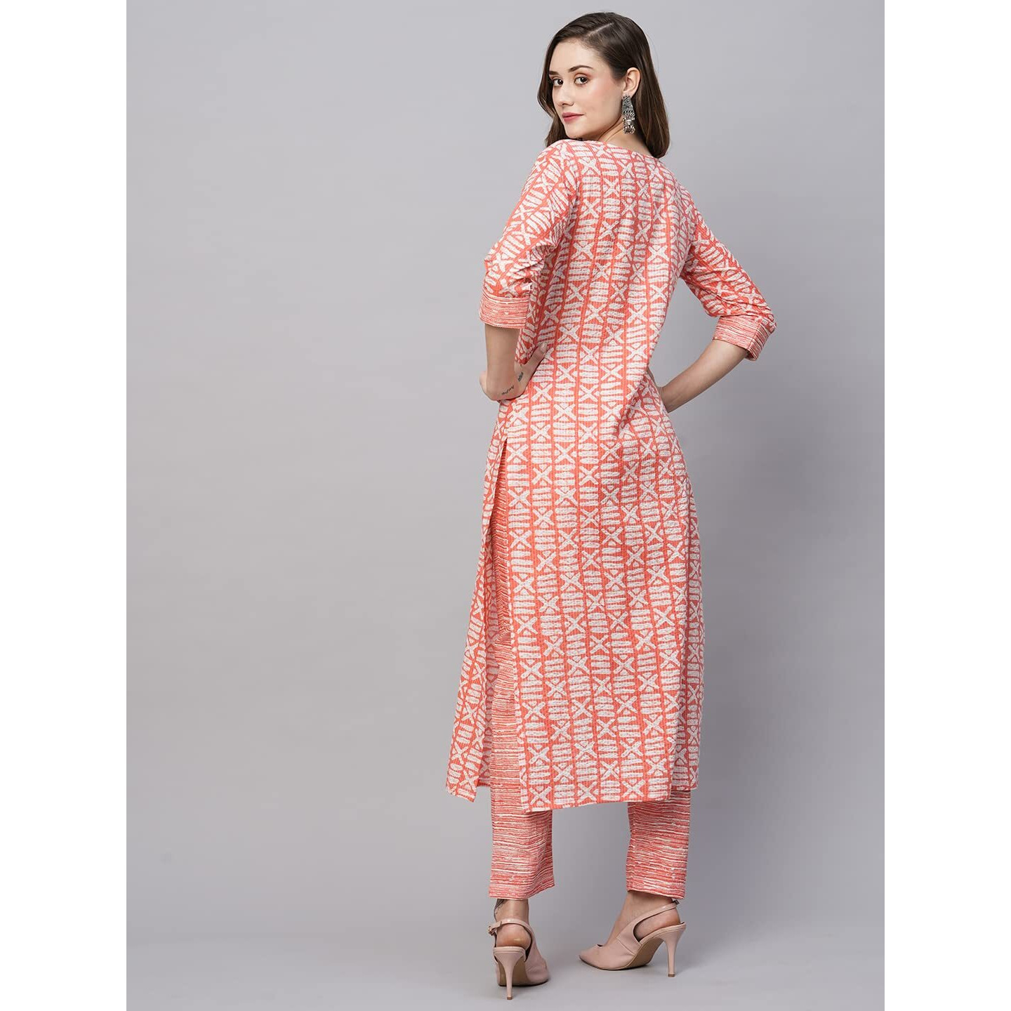 ANNI DESIGNER Women's Cotton Blend Straight Printed Kurta with Pant (Ubika Red_S_Red_Small)