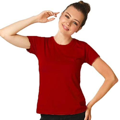 Anni Desinger Women's Red Pure Cotton Regular Fit T-Shirt (GIRL T SHIRT RED_L)