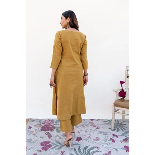 ANNI DESIGNER Women's Rayon Viscose Printed Straight Kurta with Pant & Dupatta (Purika Yellow-VKS01_XL_Yellow_X-Large)
