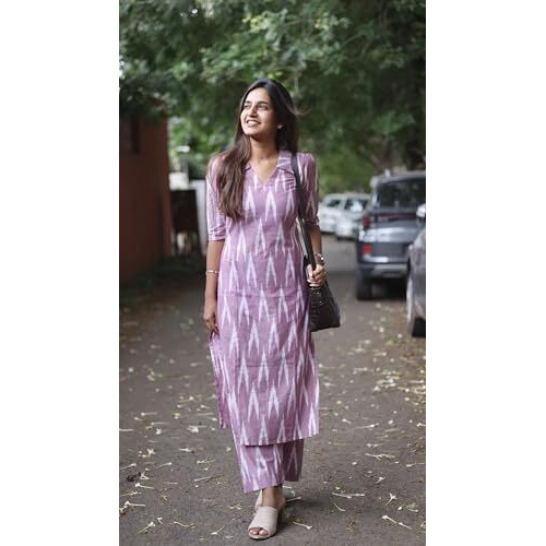 ANNI DESIGNER Women's Rayon Viscose Straight Printed Kurta with Pant (Demeter ONION-VKS01_S_Lavender_Small)