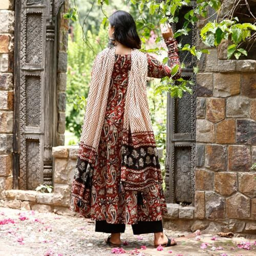ANNI DESIGNER Women's Rayon Viscose Anarkali Printed Kurta with Pant & Dupatta (ZIHA Multi_XXL_Multicolor_XX-Large)