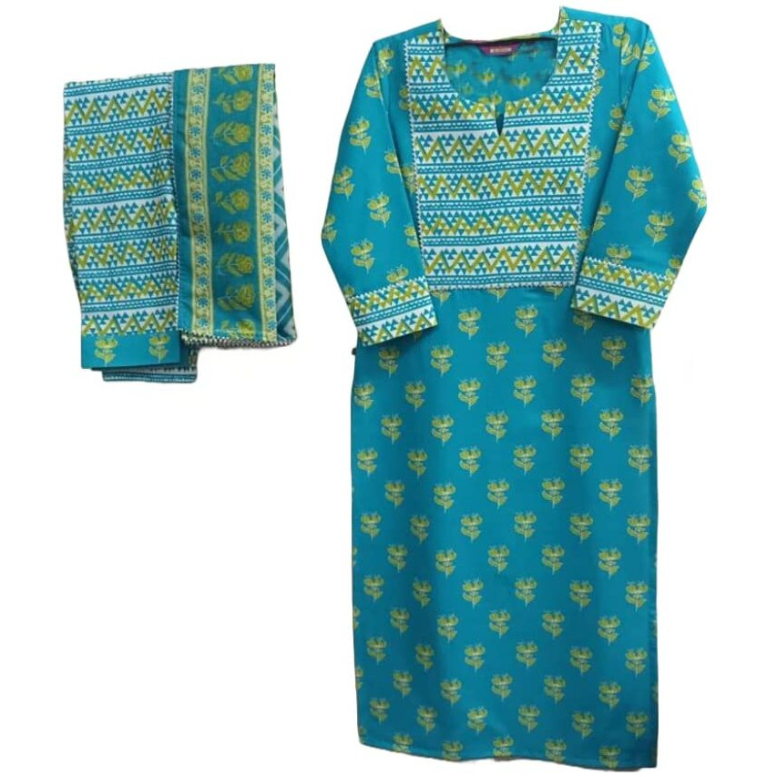 ANNI DESIGNER Women's Cotton Blend Straight Printed Kurta with Pant & Dupatta (Charya Green-Nw_XL_Green_X-Large)