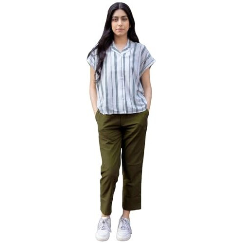 ANNI DESIGNER Women's Tunics Tops Rayon Viscose Printed Short Shirt for Women (SURABI White_L_White_Large)