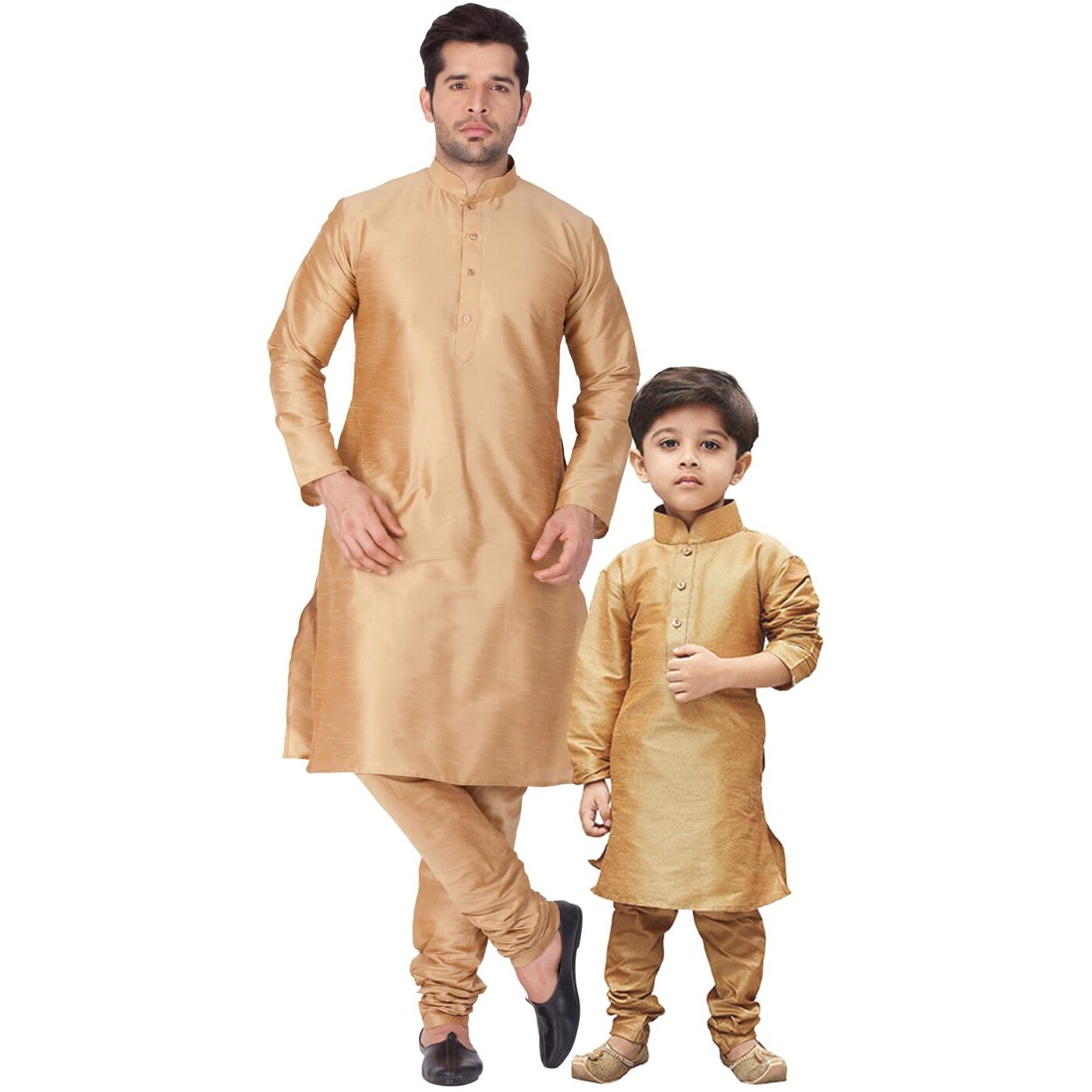 VASTRAMAY Cotton Silk Solid Regular Kurta Set (VASBBKRG001nPRG_40/26_Rose Gold_Man Boy (5-6 Years))
