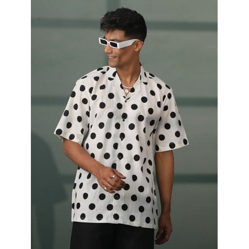 VASTRAMAY Men's Cotton Ethnic Shirt I Slim Fit Allover Embroidery Regular Shirt I Everyday Casual Summer Ease Short Sleeves Shirts_VSHVMSH358WH_4 White