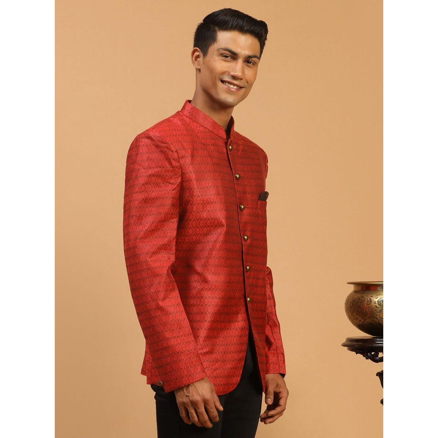 VASTRAMAY Men's Maroon Silk Blend Jodhpuri_VASMJP011MA_40