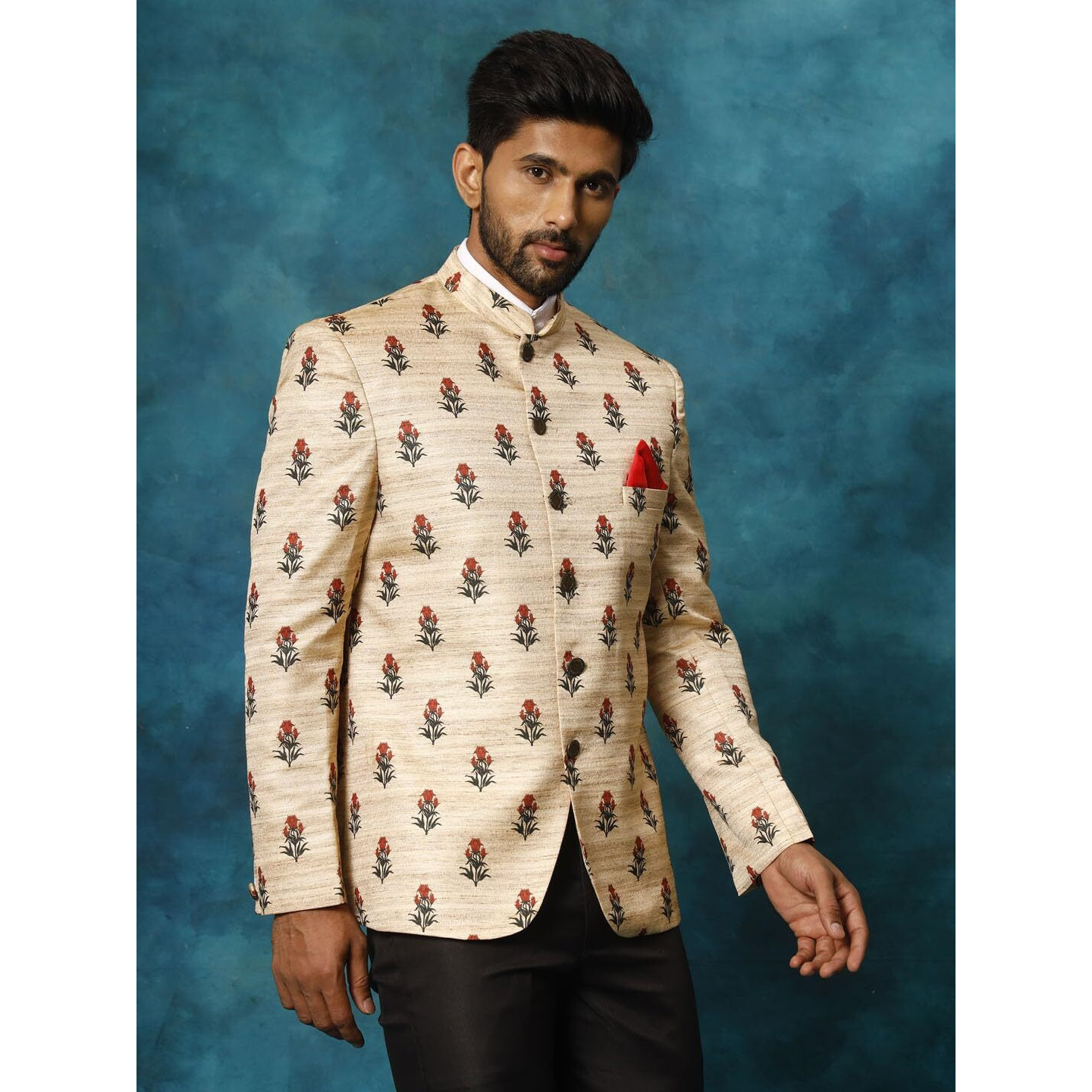 VASTRAMAY Men's Beige Silk Blend Jodhpuri_VASMJP075_42