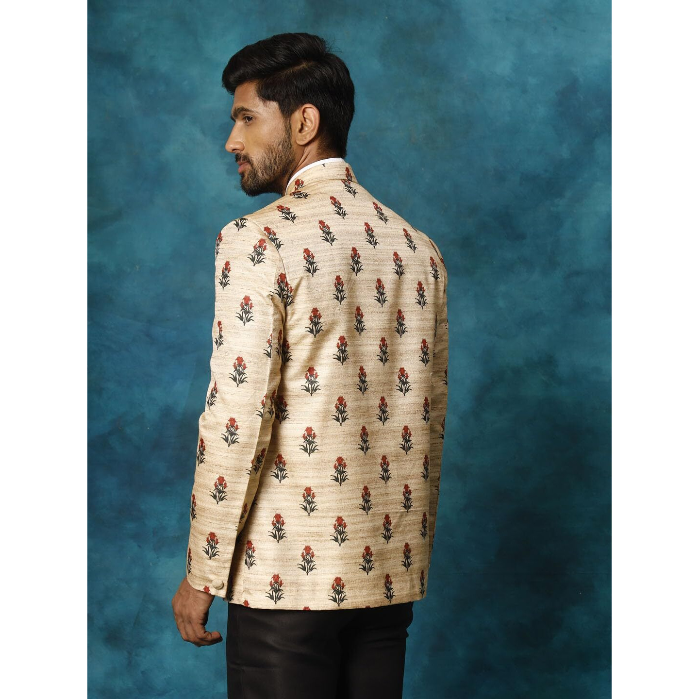 VASTRAMAY Men's Beige Silk Blend Jodhpuri_VASMJP075_42