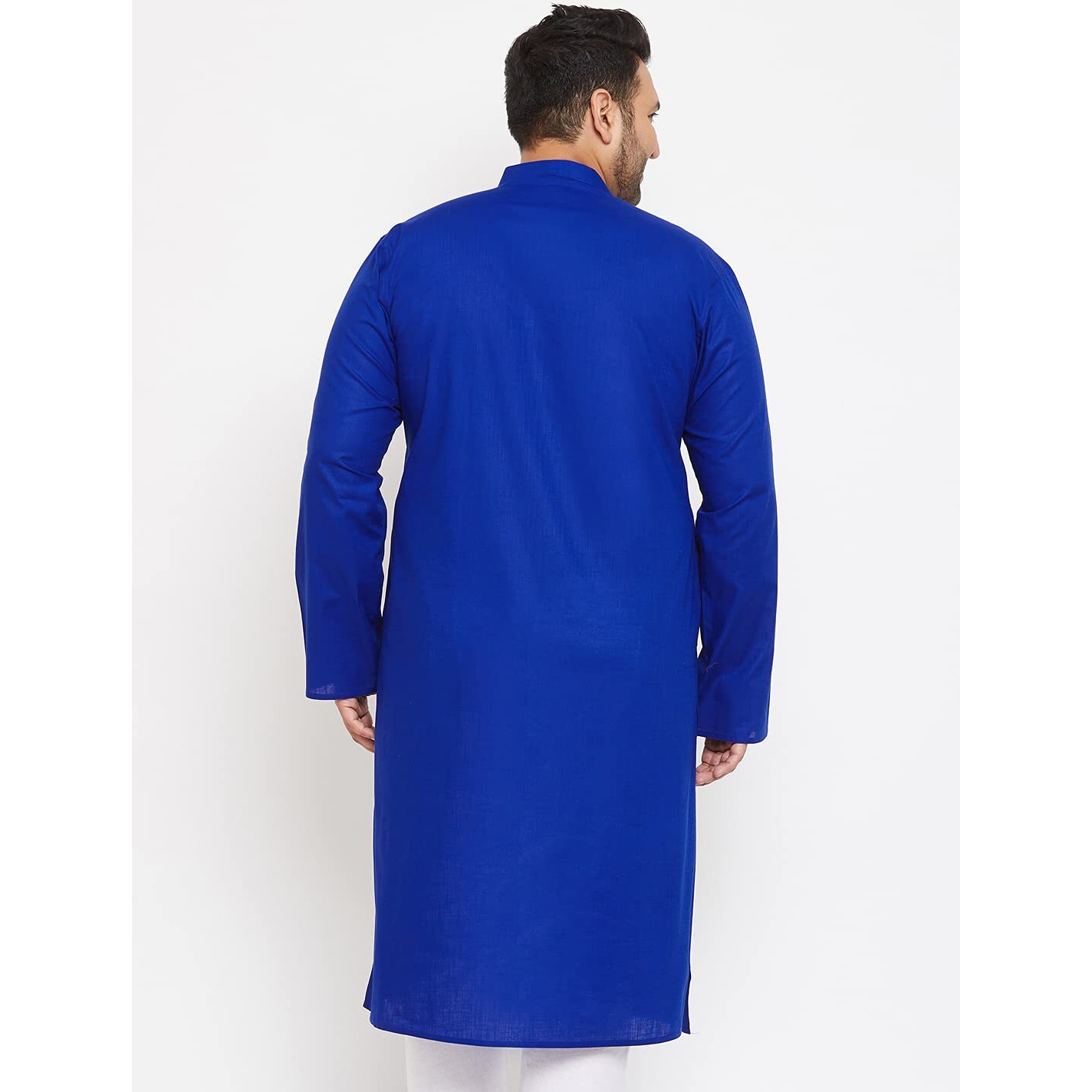 VASTRAMAY Plus Men's Blue Cotton Blend Kurta (VPLUSMK007BU_52)