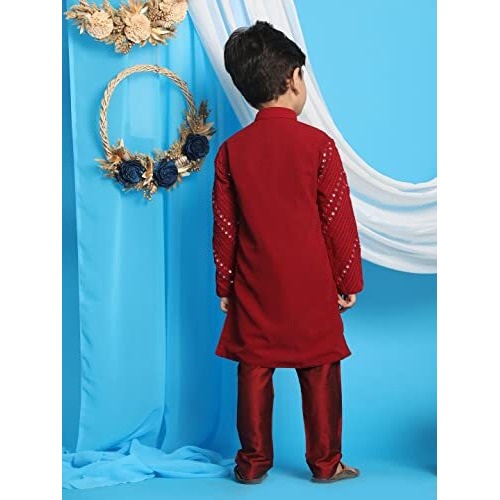 VASTRAMAY YUVA Boys' Maroon Kurta Pyjama Set_VYUVBK133MAnVPMA_36L