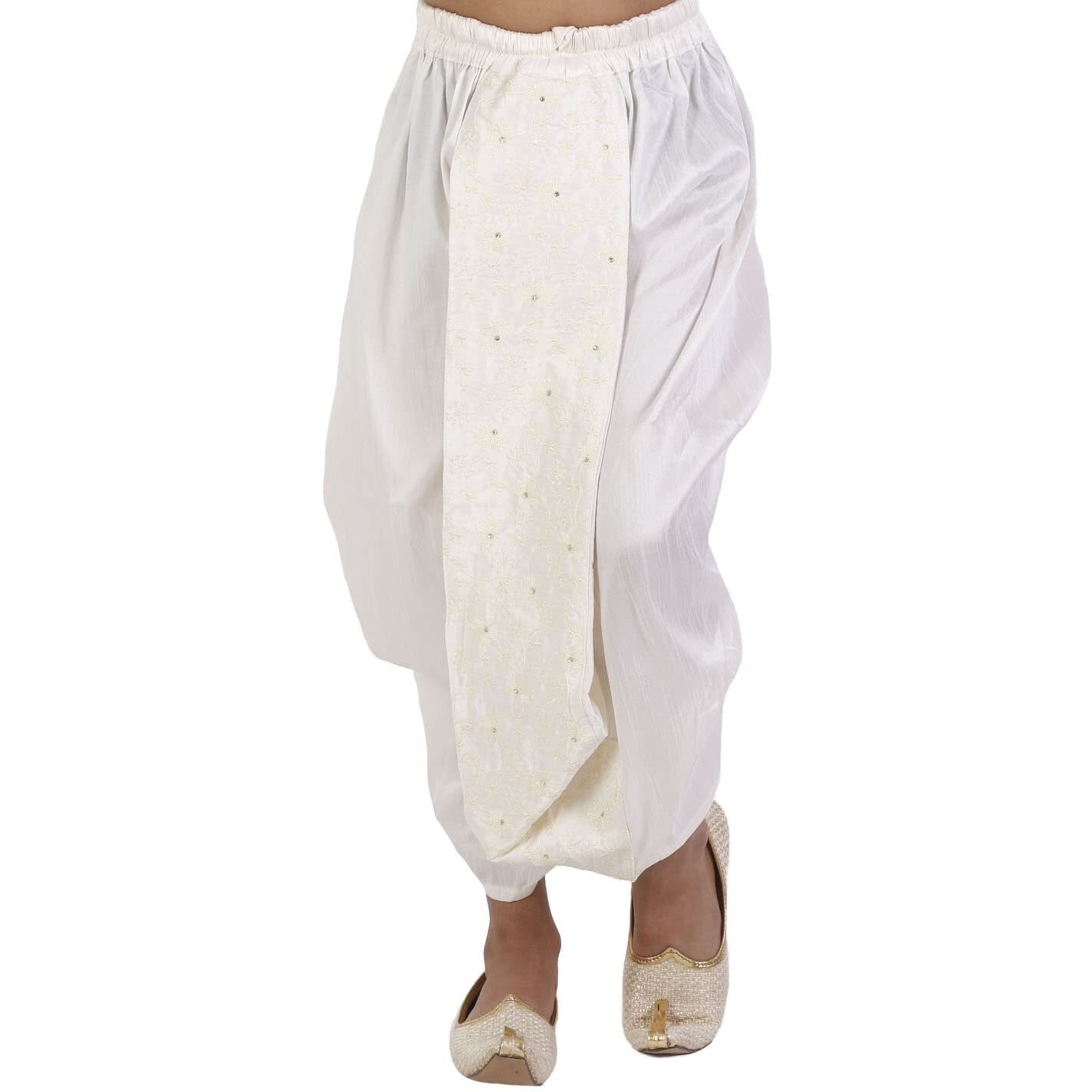 VASTRAMAY Boys' Cream Traditional Embroidered Dhoti_VASBDT008CR_26