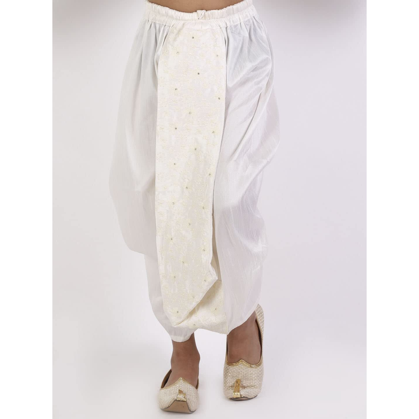 VASTRAMAY Boys' Cream Traditional Embroidered Dhoti_VASBDT008CR_26