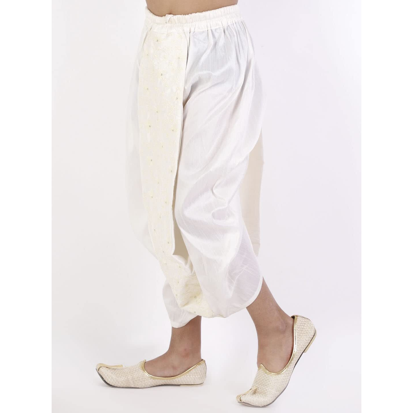 VASTRAMAY Boys' Cream Traditional Embroidered Dhoti_VASBDT008CR_26