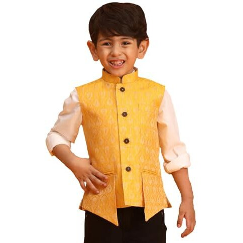 VASTRAMAY Boys' Yellow Nehru Jacket_VASBJ073YW_26