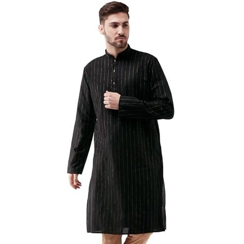 VASTRAMAY Regular Men's Black Cotton Blend Kurta (VASMK100BL_38