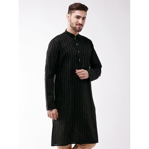 VASTRAMAY Regular Men's Black Cotton Blend Kurta (VASMK100BL_38