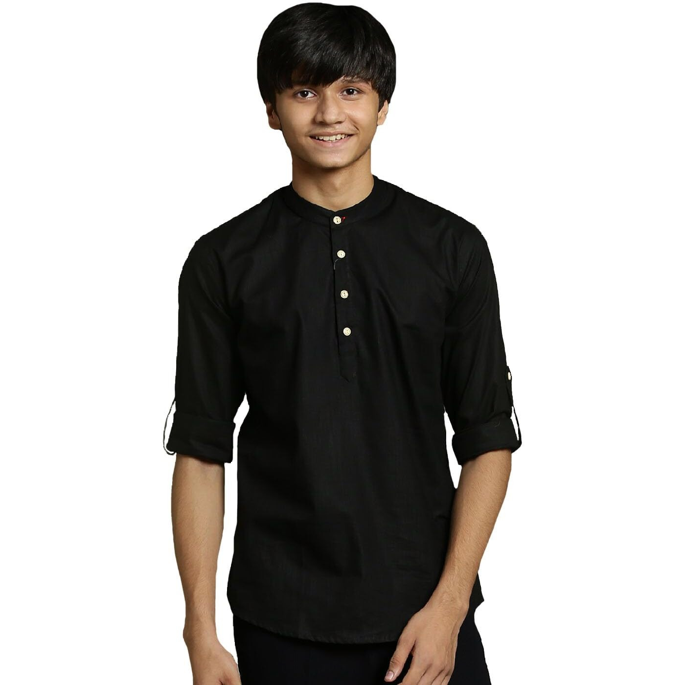 VASTRAMAY YUVA Boys' Black Short Kurta_VYUVBXK015BL_36XL
